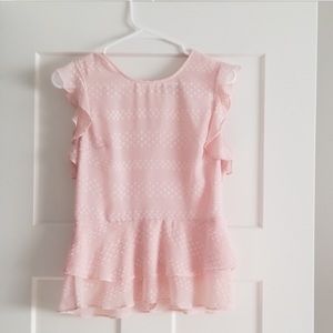 Banana Republic Pink Peplum Dotted Top